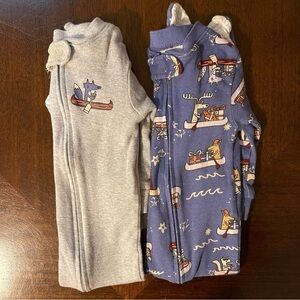 Amazon Essentials | (2) pairs of zippered Boat Party pjs | 12 mo